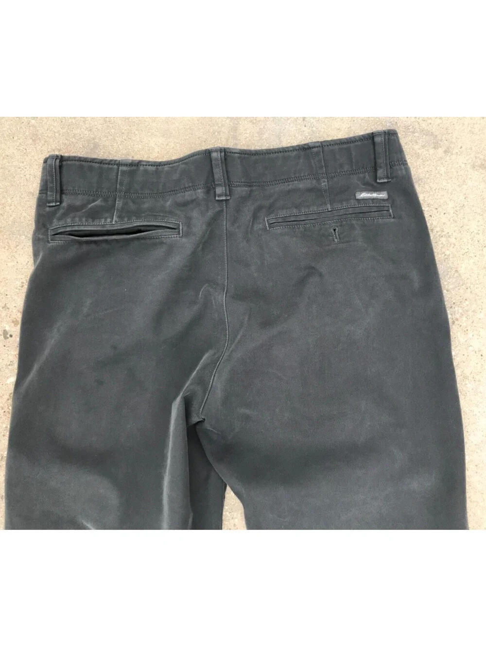 Eddie Bauer Cotton Blend Pants 33W x 30L Blue/Grey Canvas one Side Zip Pocket